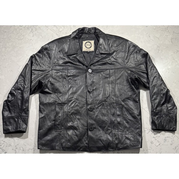 Wilsons Leather Other - VTG 90s M Julian Wilsons Leather Jacket Mens Large Black Grunge Matrix Car Coat